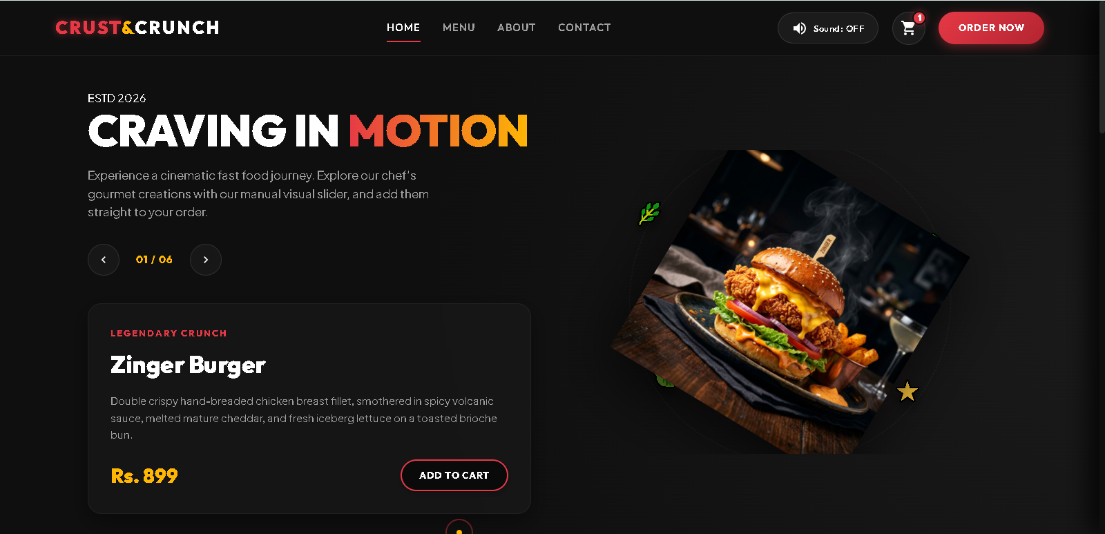 Crust & Crunch – Restaurant Website Demo thumbnail